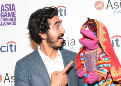 Dev Patel and Zari the muppet