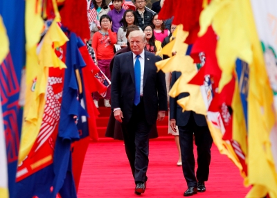 President Trump during a welcoming ceremony in Seoul
