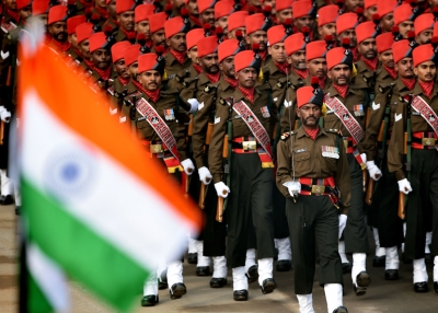 An Indian Army contingent marches during India's Republic Day march.