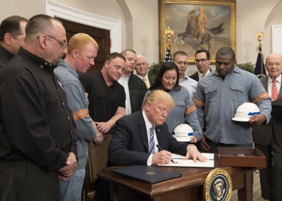 Donald J. Trump signs the Section 232 Proclamations on Steel and Aluminum Imports