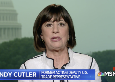 Wendy Cutler on MSNBC talking about US-China trade tensions.