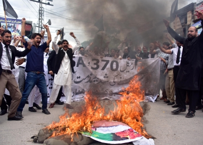 Pakistani Kashmiri lawyers protest India's decision to scrap special status of Jammu and Kashmir