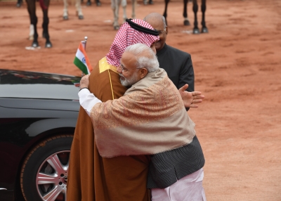 Narendra Modi Hugging Prince Salman of Saudi Arabia