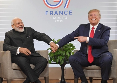 Modi and Trump at the 2019 G7 Summit in France