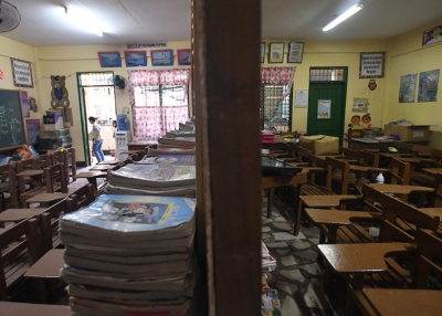Empty classroom in Malabon, Manila. 