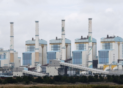 This picture taken on October 15, 2021 shows a general view of Taean Thermal Power Station in Taean. 