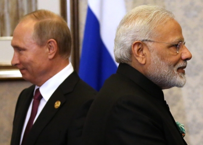 ussian President Vladimir Putin (L) and Indian Prime Minister Narendra Modi (R) seen during their meeting in Xiamen, China, September,4,2017. Leaders of Russia, China, India, Brasil and South Africa are attending the BRICS 2017 Summit, held from September 3 to 5.