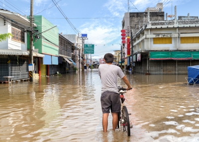 Scooter in flood Thailand