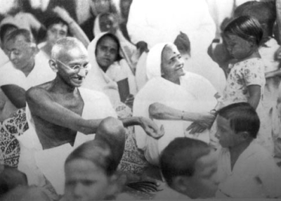 Gandhi and Kasturba with children