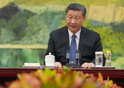 China's President Xi Jinping at the Great Hall of the People in Beijing on April 26, 2024. 