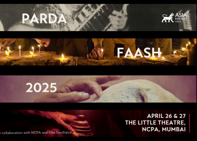 A poster for Parda Faash 2.0, a set of cropped film still panels against a black background