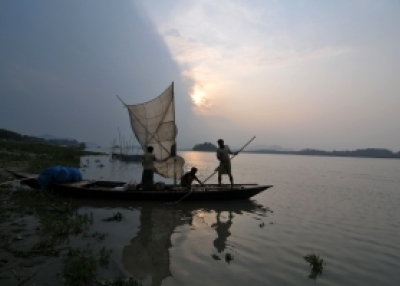 Fishermen on the Brahmaputra River. (Getty Images)