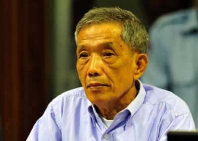 Kaing Guek Eav, also known as "Duch," sits in a Phnom Penh courtroom on July 26, 2010. (ECCC/Getty Images)