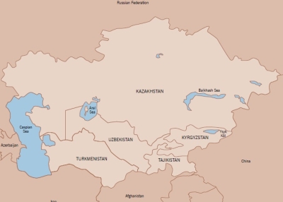 Countries of Central Asia: Kazakhstan, Kyrgyzstan, Tajikistan, Turkmenistan, and Uzbekistan. 
