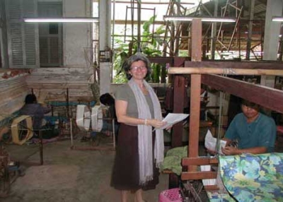 Carol Cassidy in her studio in Laos