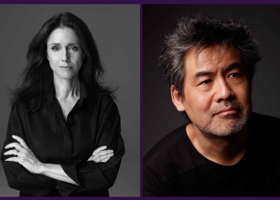 (l) Julie Taymor, photo by Marco Grob (r) David Henry Hwang, photo by Gregory Costanzo
