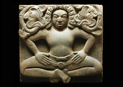 Male Divinity. Champa period, 7th century. Tra Kieu site, Quang Nam Province. Stone. Da Nang Museum of Cham Sculpture, 20.2.