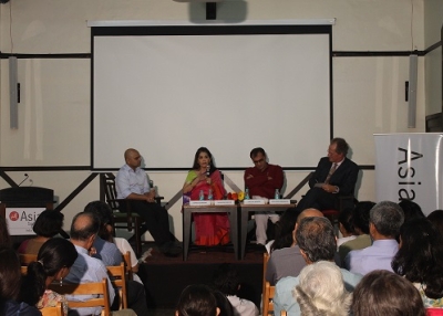 L to R: Girish Shahane, Tasneem Mehta, Ratish Nanda, and William Robinson in Mumbai on August 27, 2014. (Asia Society India Centre)