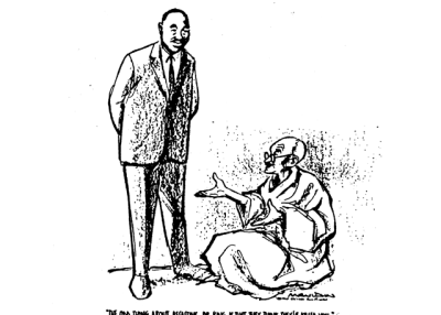 Newspaper cartoon of MLK. (The Chicago Sun-Times)