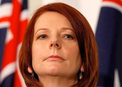 Australian Prime Minister Julia Gillard speaks during a press conference at Parliament House on June 24, 2010 in Canberra, Australia, not long after becoming Australia's first woman Prime Minister. (Scott Barbour/Getty Images)
