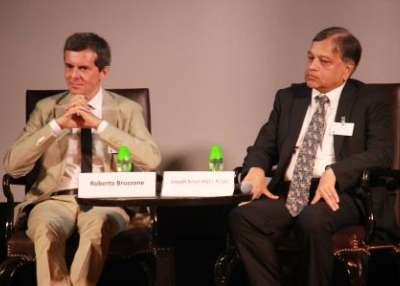 Roberto Bruzzone (L) and Joseph Sriyal Malik Peiris (R) at Asia Society Hong Kong Center on June 20, 2014. (Asia Society Hong Kong Center) 