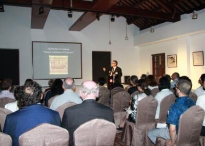 Thomas Murray gave a presentation on the Textile Iconography of South Sumatra at Asia Society Hong Kong Center on July 9, 2014 (Asia Society Hong Kong Center)