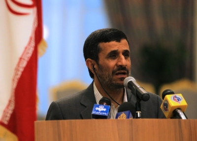 Iranian President Mahmoud Ahmadinejad speaks during a press conference in Doha on September 5, 2010 (Karim Jaafar/AFP/Getty Images)