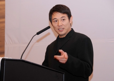 Actor Jet Li delivers a special luncheon address describing his experiences as a philanthropist in China. (Asia Society)