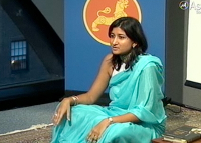 Namita Devidayal preparing to perform at the Asia Society on April 20, 2009.