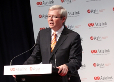 The Honorable Kevin Rudd MP, Prime Minister of Australia, delivers the Forum keynote speech in Canberra on May 25, 2010.