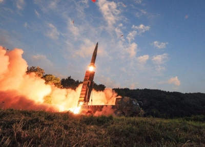 South Korea's Hyunmu-2 ballistic missile is fired during an exercise aimed to counter North Korea's nuclear test. (South Korea Defense Ministry)