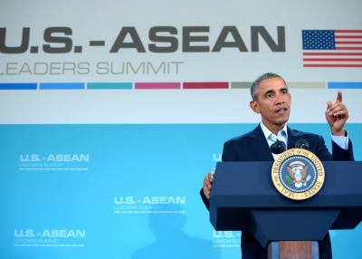 US President Barack Obama answers a question during a press conference following a meeting of the Association of Southeast Asian Nations (ASEAN) at the Sunnylands estate on February 16, 2016 in Rancho Mirage, California. (MANDEL NGAN/AFP/Getty Images)