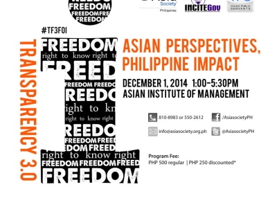 Transparency 3.0 FOI: Asian Perspectives, Philippine Impact on Dec 1