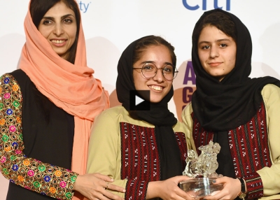 Roya Mahboob, Kawsar Roshan, and Fatemah Qaderayan at Asia Society’s 2018 Asia Game Changer Awards.