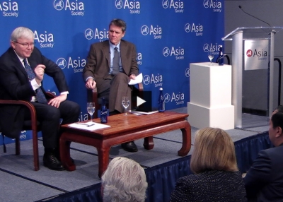 Kevin Rudd and Tom Nagorski at Asia Society New York.