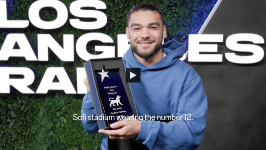 LA Rams Wide Receiver Puka Nacua Accepts the Rising Star Award