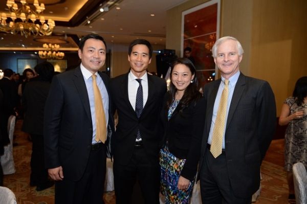 (L to R) Kevin Lam, Douglas Woo, Pamela Tung, John Slosar at Asia Society’s second annual Art Gala on May 12, 2014. (Asia Society Hong Kong Center)