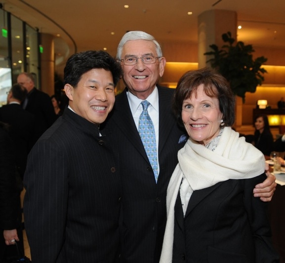 L to R: Asia Society Southern California Chairman Donald Tang with Eli and Edye Broad. (Dan Avila Photography)