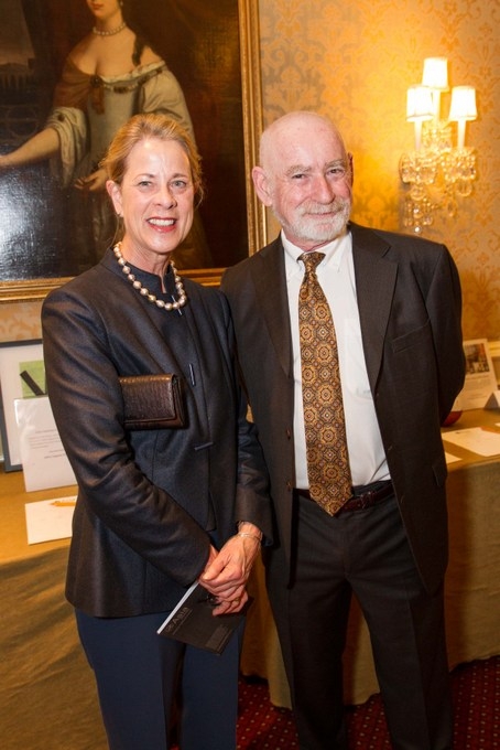 Marsha Vandeberg of the Pacific Pension Institute and Peter Schwartz of Salesforce.com. Schwartz recently joined ASNC's Advisory Board, an announcement which was made at the Annual Dinner. (Drew Altizer/Asia Society)