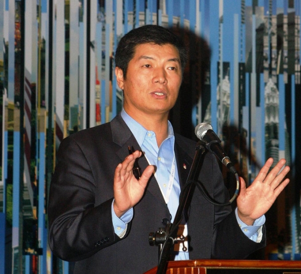 Newly elected Prime Minister for Tibetans-in-exile Lobsang Sangay speaks at the Asia Society's Asia 21 Young Leaders Summit in Kuala Lumpur, Malaysia in November 2009. 