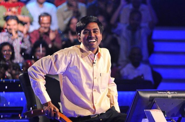 Sushil Kumar, 27, reacts as he wins the one million USD prize of the Indian 'Who Wants to be a Millionaire?' TV quiz in Mumbai on Oct. 25, 2011. (STRDEL/AFP/Getty Images)