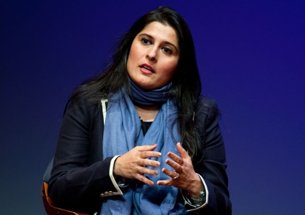 Documentary filmmaker Sharmeen Obaid-Chinoy, just named one of Time Magazine's 100 most influential people, speaking at Asia Society New York on Mar. 5, 2012. (Suzanna Finley/Asia Society)