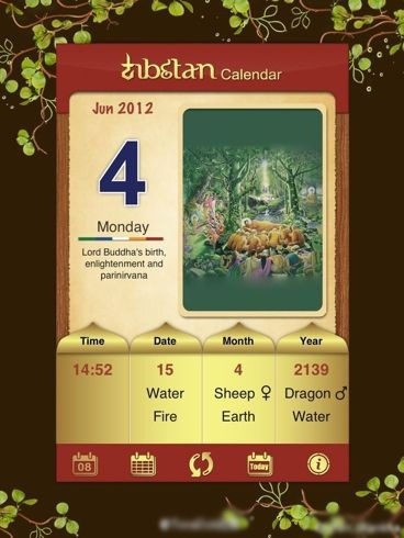 A Buddhists calendar showing the 2012 Vesak Day falling on June 4.