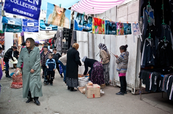 Plastic bags are widely used and sold in bazaars across Kyrgyzstan. (Sue Anne Tay)