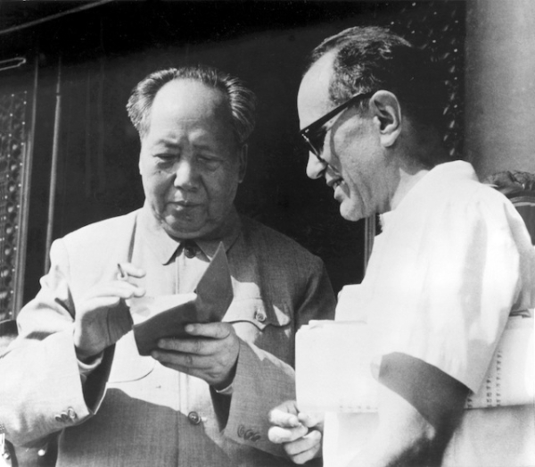 Mao Zedong signs Sidney Rittenberg's copy of the Little Red Book at a gathering of Party leaders during the Cultural Revolution. (Personal Collection of Sidney Rittenberg)