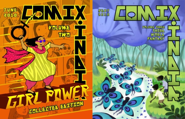 Volumes Two and Three of 'Comix.India,' a black-and-white anthology of alternative comics launched in 2010. 