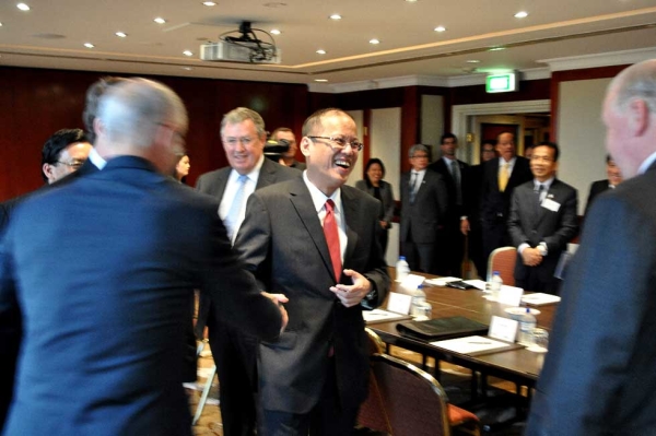 Philippines President Benigno Aquino III participated in the Asia Society Australia / Australia Philippines Business Council Roundtable then followed with a keynote address in Sydney on October 25, 2012. (Ian Lever)