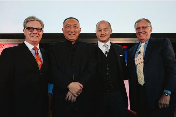 L to R: Thomas McLain, Chairman, Asia Society Southern California and Partner, Arnold and Porter; Han Sanping, Chairman, China Film Group; Peter Shiao, CEO, Orb Media Group; Lewis Coleman, President, Chief Financial Officer, DreamWorks. (Molly Ann/Asia Society)