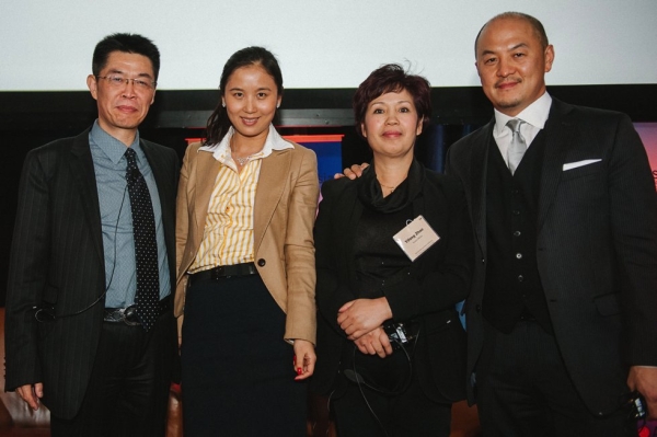 L to R: Zhang Zhao, President Le Vision Pictures; Ivy Zhang, Vice Chairman, Galloping Horse; Zhao Yifang, Director and General Manager, Zhejiang Huace Film & TV Co; Peter Shiao, CEO, Orb Media Group. (Molly Ann/Asia Society)