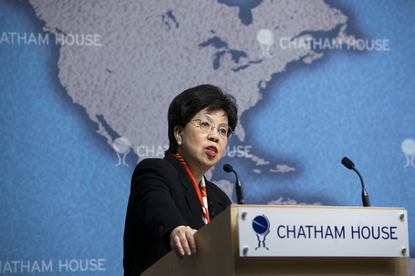 Dr. Margaret Chan of the World Health Organization speaks at Asia Society Hong Kong on Dec. 20. (Chatham House/Flickr)